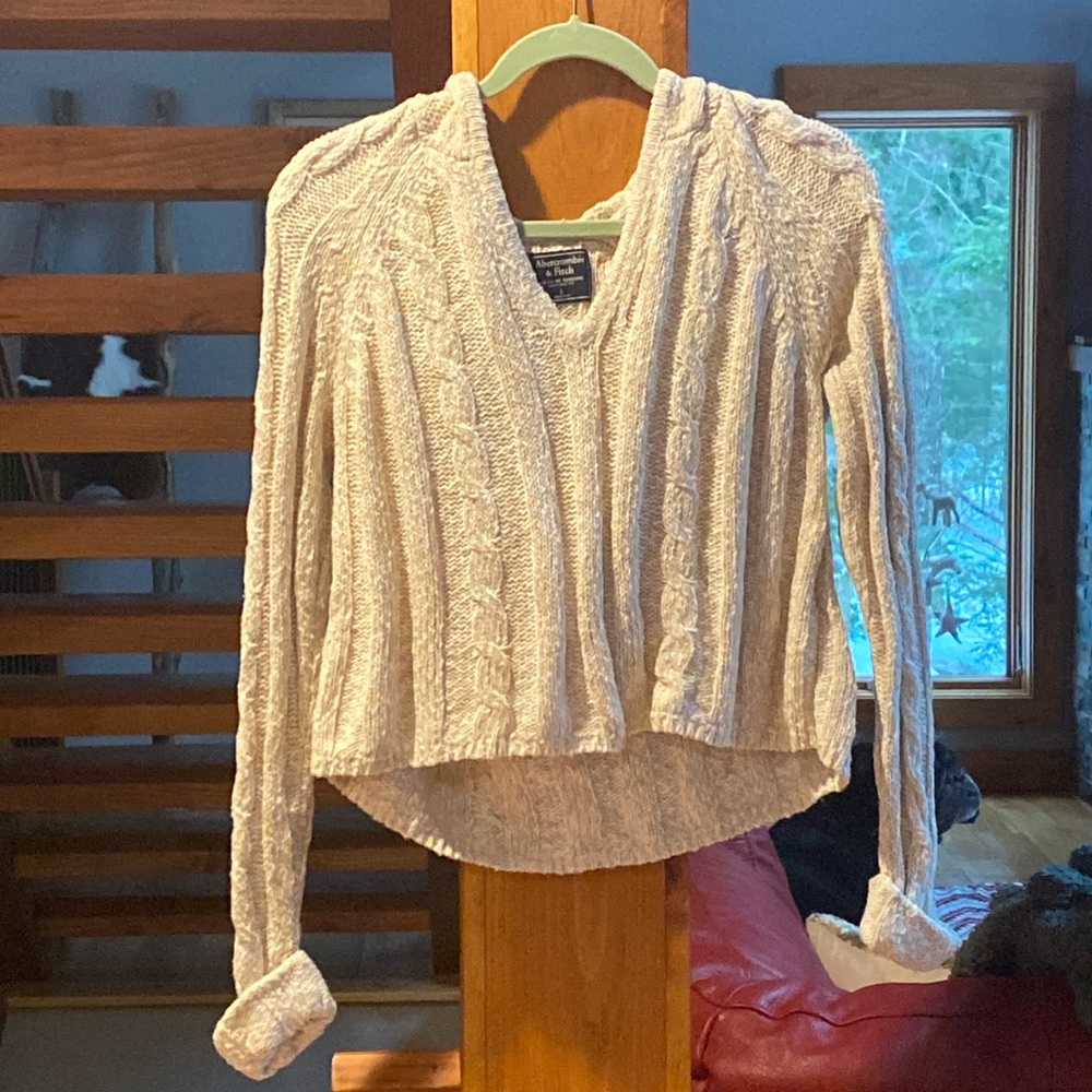 A&F Hooded, Cropped Sweater in Large